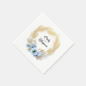 Pampas Grass Dusty Blue Floral Wreath Wedding Serviette (Ecke)