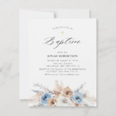 pampas grass dusty blue flowers baptism einladung (Vorderseite)