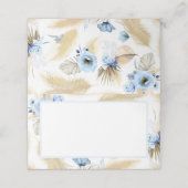 Pampas Grass Dusty Blue Flowers Hochzeit Platzkarte (Außenseite Aufgefaltet)