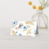 Pampas Grass Dusty Blue Flowers Hochzeit Platzkarte (Rückseite)