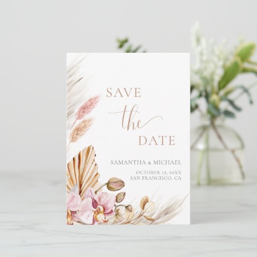 Pampas Grass Dusty Pink Ankündigung Datum freihalt (Stehend Vorderseite)