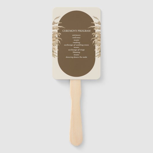 Pampas Grass Earthy Bohemisch Wedding Program Fächer (Rückseite)