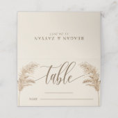Pampas Grass Earthy Bohemischer Hochzeitstisch Platzkarte (Außenseite Aufgefaltet)