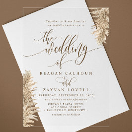 Pampas Grass Earthy Exotic Calligraphy Wedding Acryleinladungen