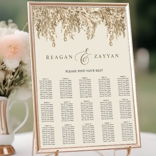 Pampas Grass Earthy Exotic Wedding Chart Poster