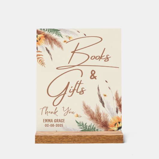 Pampas Grass Eine kleine Wildblume Kindermädchendu Acrylschild (Vorderseite)