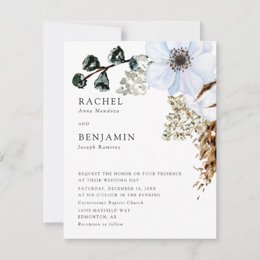 Pampas Grass Elegant Boho Wedding Floral  Einladung (Vorderseite)