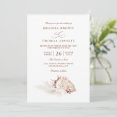 Pampas Grass Elegant Soft QR Code Wedding Einladung (Stehend Vorderseite)