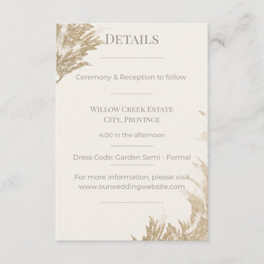 Pampas Grass Enclosure Card Begleitkarte (Vorderseite)