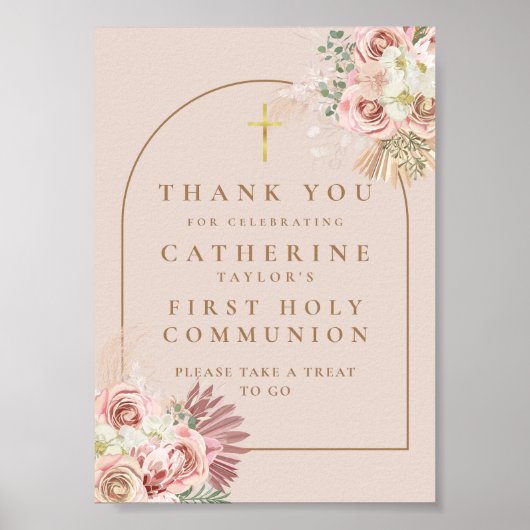 Pampas Grass Erste Kommune Gunst Zeichen Poster (Vorne)