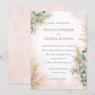 Pampas Grass Eucalyptus Greenery Boho Wedding Invi Einladung