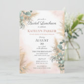 Pampas Grass Eukalyptus Greenery Bridal Luncheon Einladung (Stehend Vorderseite)