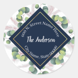 Pampas Grass & Eukalyptus Rücksendeadresse Runder Aufkleber