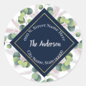 Pampas Grass & Eukalyptus Rücksendeadresse Runder Aufkleber (Vorderseite)