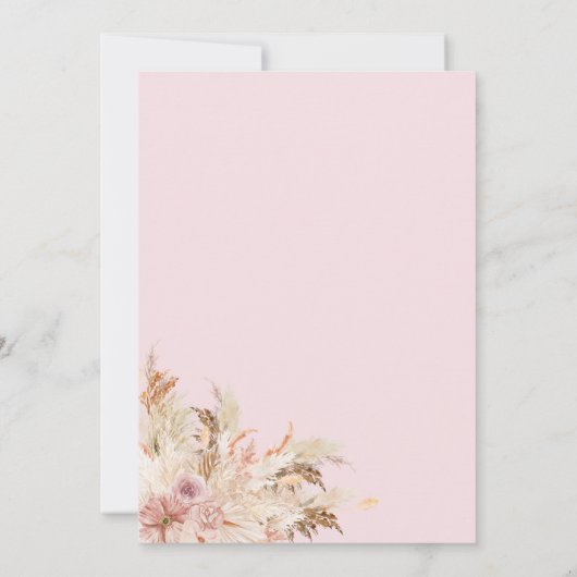 Pampas Grass Fall Pink Bridal Dusche Einladung (Rückseite)