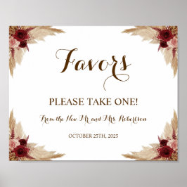 Pampas Grass Favors Brautparty Wedding Poster