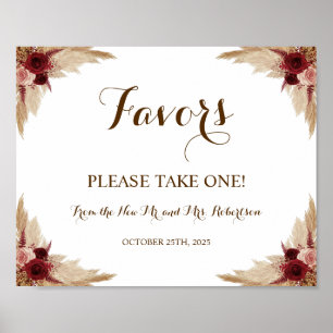 Pampas Grass Favors Brautparty Wedding Poster