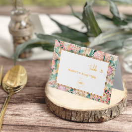 Pampas Grass Fish Meal Choice Guest Name Card Tischnummer