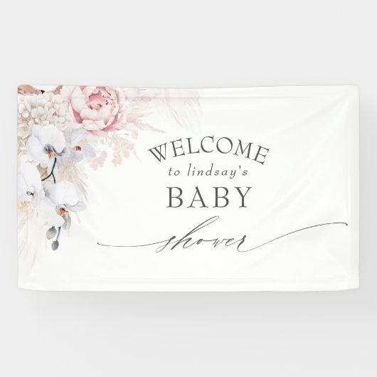 Pampas Grass Floral Baby / Brautparty Banner (Horizontal)