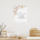 Pampas Grass Floral Baby Dusche Willkommen Poster (Küche)