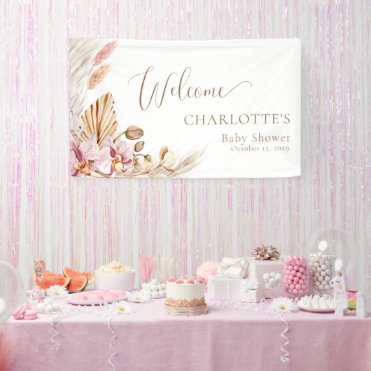 Pampas Grass Floral | Begrüßungsbanner für Babydus Banner (Party)