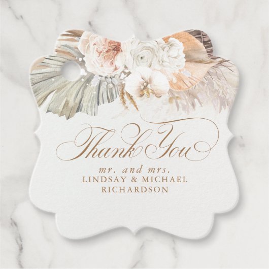 Pampas Grass Floral Boho Danke Ihnen für Tags Geschenkanhänger (Vorderseite)