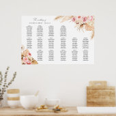 Pampas Grass Floral Boho Tabelle PLan Sitzplakette Poster (Küche)