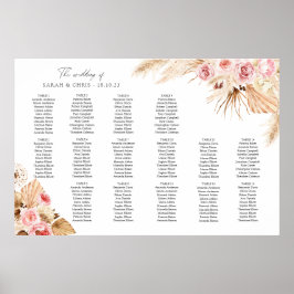 Pampas Grass Floral Boho Tabelle PLan Sitzplakette Poster
