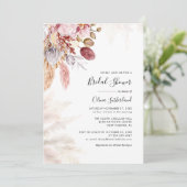 Pampas Grass Floral Brautparty Einladung (Stehend Vorderseite)