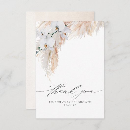 Pampas Grass Floral Brautparty Vielen Dank Dankeskarte (Vorne/Hinten)