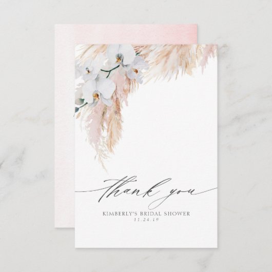 Pampas Grass Floral Brautparty Vielen Dank Dankeskarte (Vorne/Hinten)