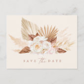 Pampas Grass Floral Brunt Orange Save the Date Ankündigungspostkarte (Vorderseite)