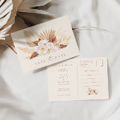 Pampas Grass Floral Brunt Orange Save the Date Ankündigungspostkarte