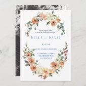 Pampas Grass Floral Burgund Terracotta Wedding  Einladung (Vorne/Hinten)