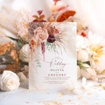 Pampas Grass Floral Burgund Terracotta Wedding