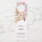 Pampas Grass Floral Custom Begrüßung Flaschenanhänger (Vorderseite)