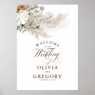 Pampas Grass Floral Elegante Hochzeit im Herbst Wi Poster