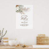 Pampas Grass Floral Elegante Hochzeit im Herbst Wi Poster (Küche)