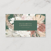 Pampas Grass Floral Emerald Green Cream Visitenkarte (Vorderseite)
