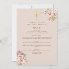 Pampas Grass Floral Erste Heilige Kommunion Menü Einladung