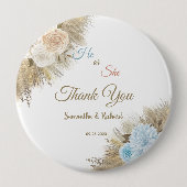 Pampas Grass Floral Gender Reveal Party Vielen Dan Button (Vorderseite)