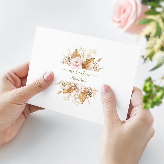 Pampas Grass Floral Gracias Con Oración Bautizo Dankeskarte