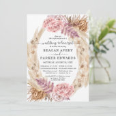 Pampas Grass Floral Hochzeit Probe Dinner Einladung (Stehend Vorderseite)