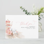 Pampas Grass Floral Pink Brautparty Vielen Dank Dankeskarte (Stehend Vorderseite)