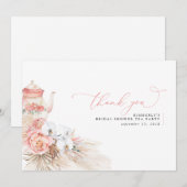 Pampas Grass Floral Pink Brautparty Vielen Dank Dankeskarte (Vorne/Hinten)