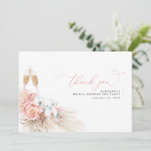 Pampas Grass Floral Pink Brautparty Vielen Dank Dankeskarte (Stehend Vorderseite)