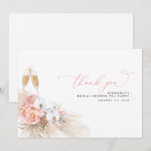Pampas Grass Floral Pink Brautparty Vielen Dank Dankeskarte (Vorne/Hinten)