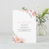 Pampas Grass Floral Pink Save the Date Ankündigung (Stehend Vorderseite)