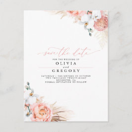 Pampas Grass Floral Pink Save the Date Ankündigungspostkarte