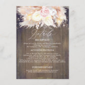 Pampas Grass Floral rustikales Holz Hochzeiten Det Begleitkarte (Vorderseite)